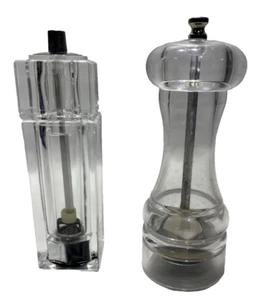 2 Olde Thompson Faceted Clear Lycite Acrylic Salt or Pepper Mill Grinders USA - Picture 1 of 11