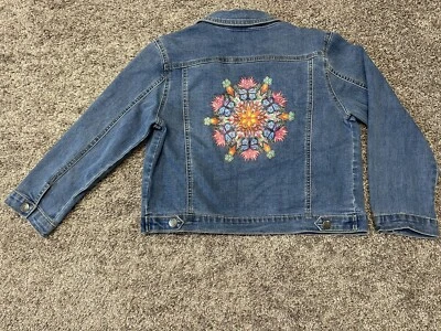 Disney Youth Kids Encanto Jean Jacket Size Large 10/12 Design on Back - Image 1 of 4