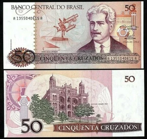 BRAZIL 50 CROCIADOS ND 1986 UNC BANCONOTA MONDIALE CARTA MONETA (P-210) - Foto 1 di 1