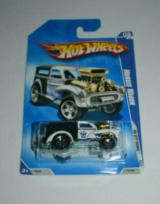Hot Wheels 2009 HW City Works 09/10 - Morris Wagon blanco y negro HW Mail Foto 1 de 3