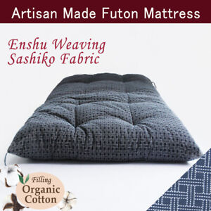 Japanese Futon Mattress Made by craftsmen Navy  Filling:organic cotton 100%