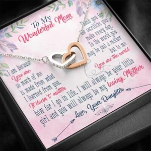 To My Daughter From Mom Interlocking Hearts Necklace and Lovely Message Card Bir - Picture 1 of 3