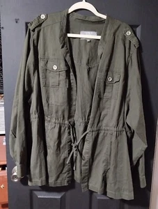TORRID Utility Jacket Women's size 4 Green Unstructured Lightweight Drawstring - Picture 1 of 3