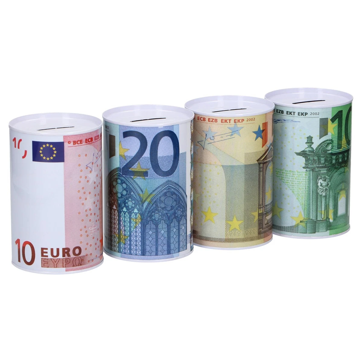 Metall-Spardose Für Geldscheine – Euro & UK Pound, 12 Cm, Nur Mit Dosenöffner Zu öffnen