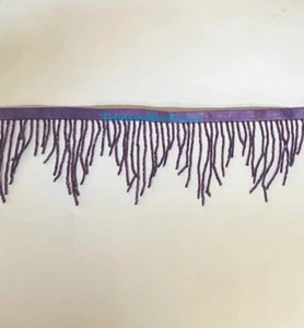 3" PURPLE Glass BUGLE Bead CHEVRON Beaded Fringe Trim Variegated - Picture 1 of 1