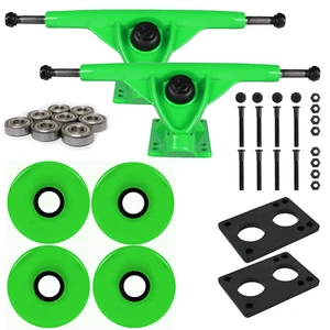 Camiones Longboard 181 mm inversos Kingpin verdes 70 mm ruedas verdes con cojinetes y H - Imagen 1 de 4