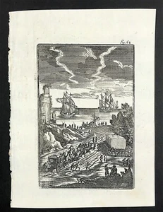Celestial Thunderstorm lightning Ships engraved Mallet map original 1683 - Picture 1 of 4