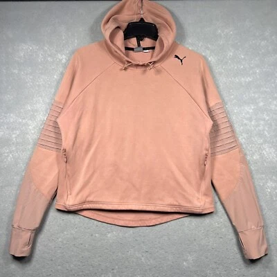 Puma Hoodie Pullover Sweatshirt Athletic Women’s Medium Rose Pink Sleeve Detail - Image 1 of 4