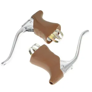 1pr DIA COMPE DC 204 QR BRAKE LEVERS with brown hoods road bike old skool style - Picture 1 of 1