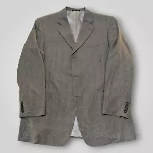 Kasper Silk Blend Houndstooth Jacket Mens 44L Suit Coat Blazer Brown & Beige - Picture 1 of 17