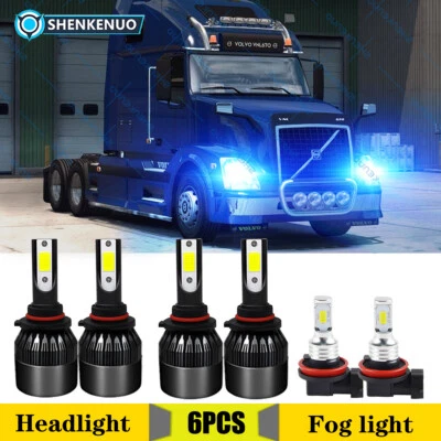 For Volvo VNL VNM 630 670 730 780 2004-2015 LED Headlight Hi-Lo BEAM+Fog Bulbs - Image 1 of 4
