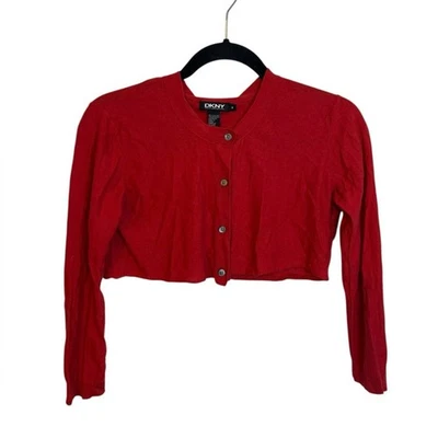 Cárdigan corto DKNY Y2K rojo seda cachemir para mujer talla mediana Foto 1 de 4
