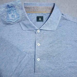 ROBERT TALBOTT MENS POLO SHIRT BLUE HEATHER LINEN BLEND XL - Picture 1 of 8