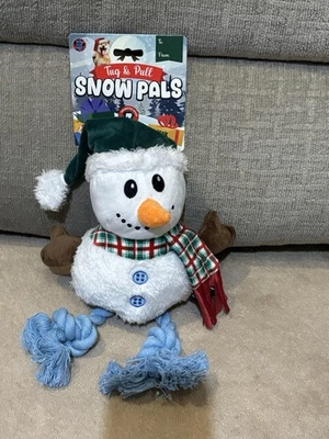 NUEVO, BOW WOW PET TUG & PULL SNOW PALS SMOWMAN CHIRRIANTE PELUCHE PERRO JUGUETE Foto 1 de 3