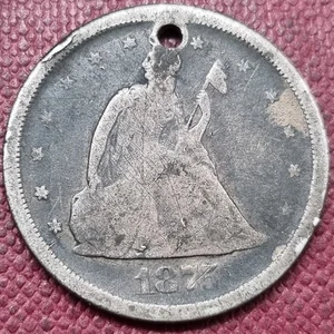 1875 S Twenty Cent Piece 20c Silver Type Coin Circulated Details #93022 - Picture 1 of 2