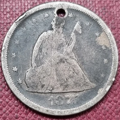 1875 S Twenty Cent Piece 20c Silver Type Coin Circulated Details #93022 - Image 1 of 2