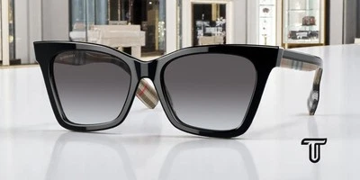 Очки солнцезащитные женские BURBERRY Elsa BE4346 39428G черные Lt серые класс Dk синие 53 мм - Изображение 1 из 4