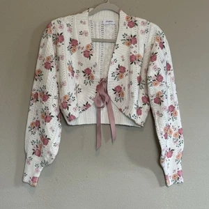 Storia Perfect Harmony Floral Sweater Cardigan Cropped Womens Size S Cottagecore - Picture 1 of 6