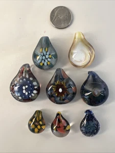 Lotto di perline in vetro focale fatte a mano, blu e rosso 8 perline focali miste - Foto 1 di 22