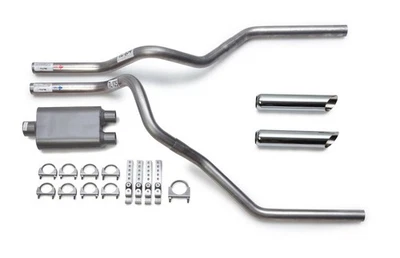 2002-2003 Dodge Ram Dual Exhaust Kit Performance 2-Chamber Muffler Chrome Tips — 第 1/4 张图片