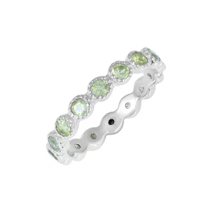 Anillo de banda de piedras preciosas de peridoto eternidad sólido 14k oro... - Imagen 1 de 6