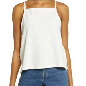 Madewell top womens plus XXL NEW off white cream seersucker apron tank summer - Picture 1 of 14