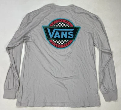 Vans Logo Graphic T-shirt Men Large Gray Long Sleeve - Image 1 of 4