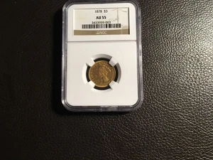 1878 3.00 Gold Coin NGC AU. 55 Nice original color with mint luster - Picture 1 of 4