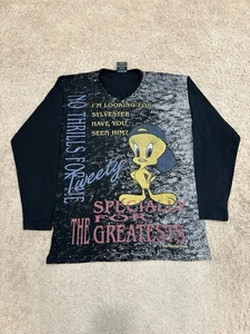 Vintage 90s Tweety Bird Women’s Long Sleeve AOP Shirt Size Medium - Picture 1 of 6