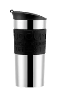Bodum Stainless Steel Vacuum Travel Mug with Flip Lid Black 0.35L Insulated Mug - Picture 1 of 6