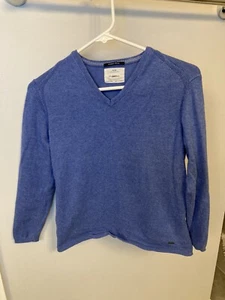 Zara Kids Boy's Blue Knit Long Sleeve V-Neck Sweater Size 10 - Picture 1 of 4