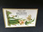 1800's Philip May Beef Butcher White Daffodil Plants/Bloom Victorian Trade Card 