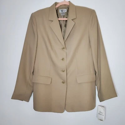 Blazer para mujer Style & Co Collection talla 10 tostado manga larga forrado 4 botones Foto 1 de 4