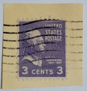 SELLO POSTAL VINTAGE ~ Estados Unidos ~ THOMAS JEFFERSON (púrpura 3 centavos) - 012 - Imagen 1 de 6