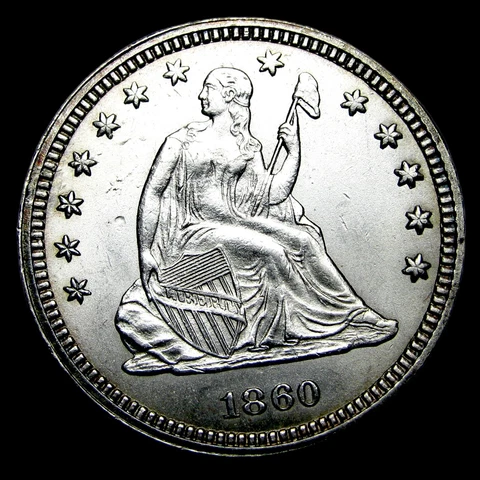 1860 Seated Liberty Quarter Silver ---- Gem BU++ Type Coin ---- #MM793 Cover