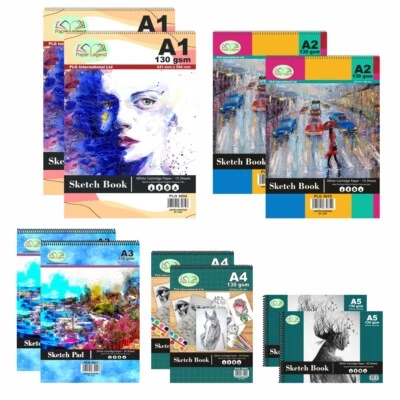 [Juego de 2] Libro de bocetos artista almohadilla de dibujo garabateo espiral blanco cartucho papel Foto 1 de 4