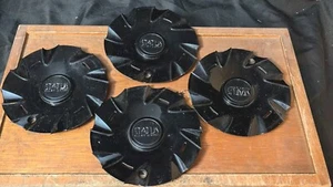 Status Black W/Gloss Black Inserts Wheel Center Cap C016001CAP Set Of 4 Used - Picture 1 of 7