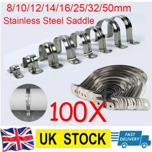 Stainless Steel Tube Clip Clevis Brackets Plumbing Pipe 8-50mm Saddle DIY 100pcs - Picture 1 of 8