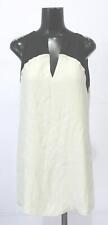Parker Women's Keyhole Colorblock Shift Silk Dress AH4 White/Black Small NWT