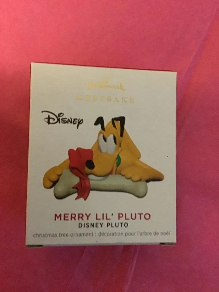 Hallmark Keepsake Ornament 2021 Miniature Merry Lil Pluto Disney Dog Chewing Bon
