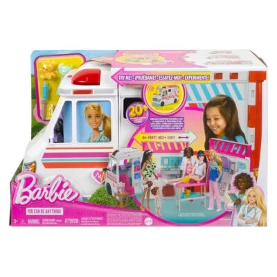 MATTEL Barbie HKT79 You can be anything Krankenwagen (ohne Puppe), Spielset+Licht&Sound