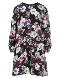 Creamie NWT Girls Black Dress Flower Print Sizes 4-14 Long Sleeves - Picture 1 of 1