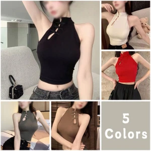 Camisolas chinas vintage para mujer sin mangas informales con botones - Imagen 1 de 27