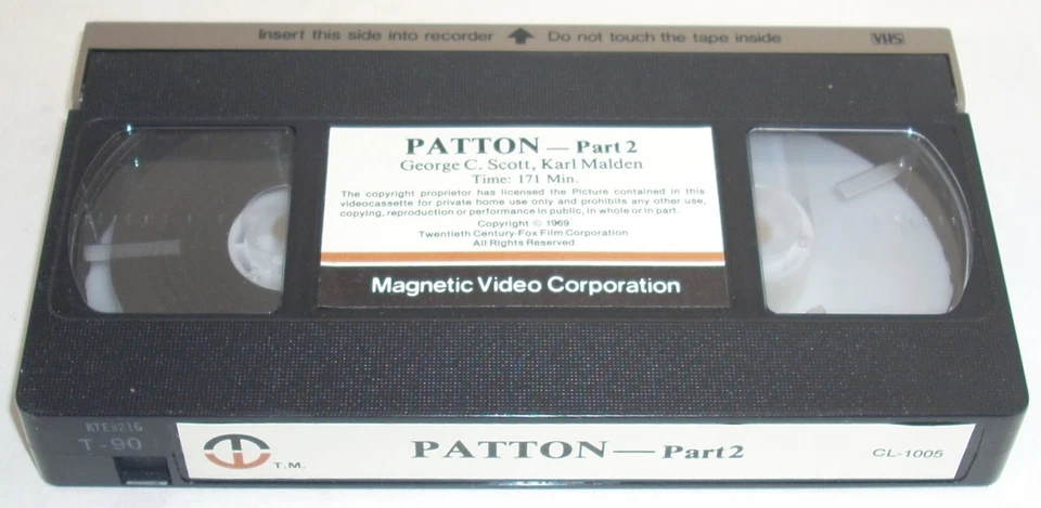 PATTON PART 2 ( VHS, 1980 ) Magnetic Video Corporation NO SLIP CASE War Drama - Image 1 of 1