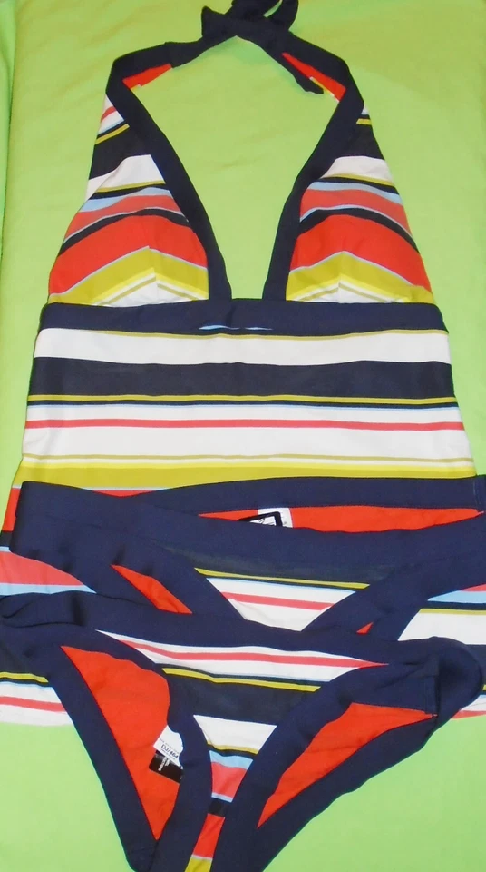 Próximo Conjunto Tankini Rayas Azul Marino Naranja Talla 14 y Extra Brief Talla 12 Nuevas Etiquetas Nuevo con Etiquetas Foto 1 de 4
