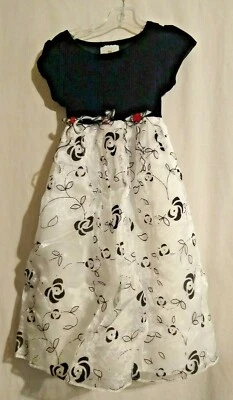 Vestido manga corta flor blanco y negro niña Marmellata talla 6 Foto 1 de 4