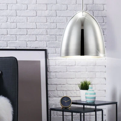 Lampada Pendente da Cucina Tavolo Pranzo Alluminio Cromo Plafoniera Argento - Immagine 1 di 4