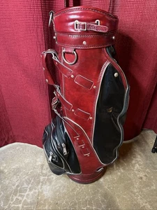 Burton Vintage Leder Golftasche rot und schwarz Schlägertasche & Lederhülle Tasche �� - Bild 1 von 24