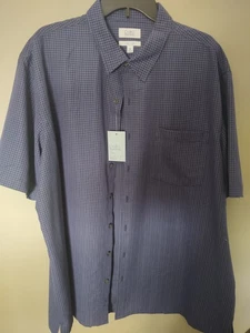 Croft & Barrow Men's Short Sleeve Blue Plaid Easy Care XXL Shirt Button Up - Picture 1 of 10