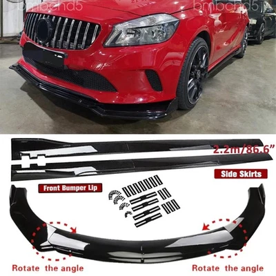 For Mercedes Benz A Class A160 A180 Front Bumper Lip Splitter Body +Side Skirts Foto 1 de 4